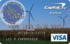 Capital One credit Card featuring the Ecology Action Center logo and windmills in a field.
