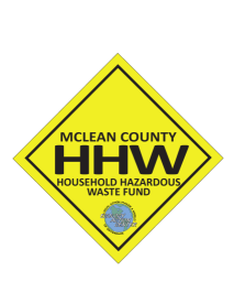 McLean County Household Hazardous Waste logo on a bright yellow sign.