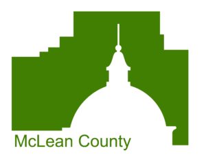 McLean County logo featuring an outline of the top of the historic McLean County courthouse.