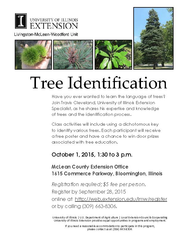 University of Illinois Tree Identification flyer for September 28, 2015.