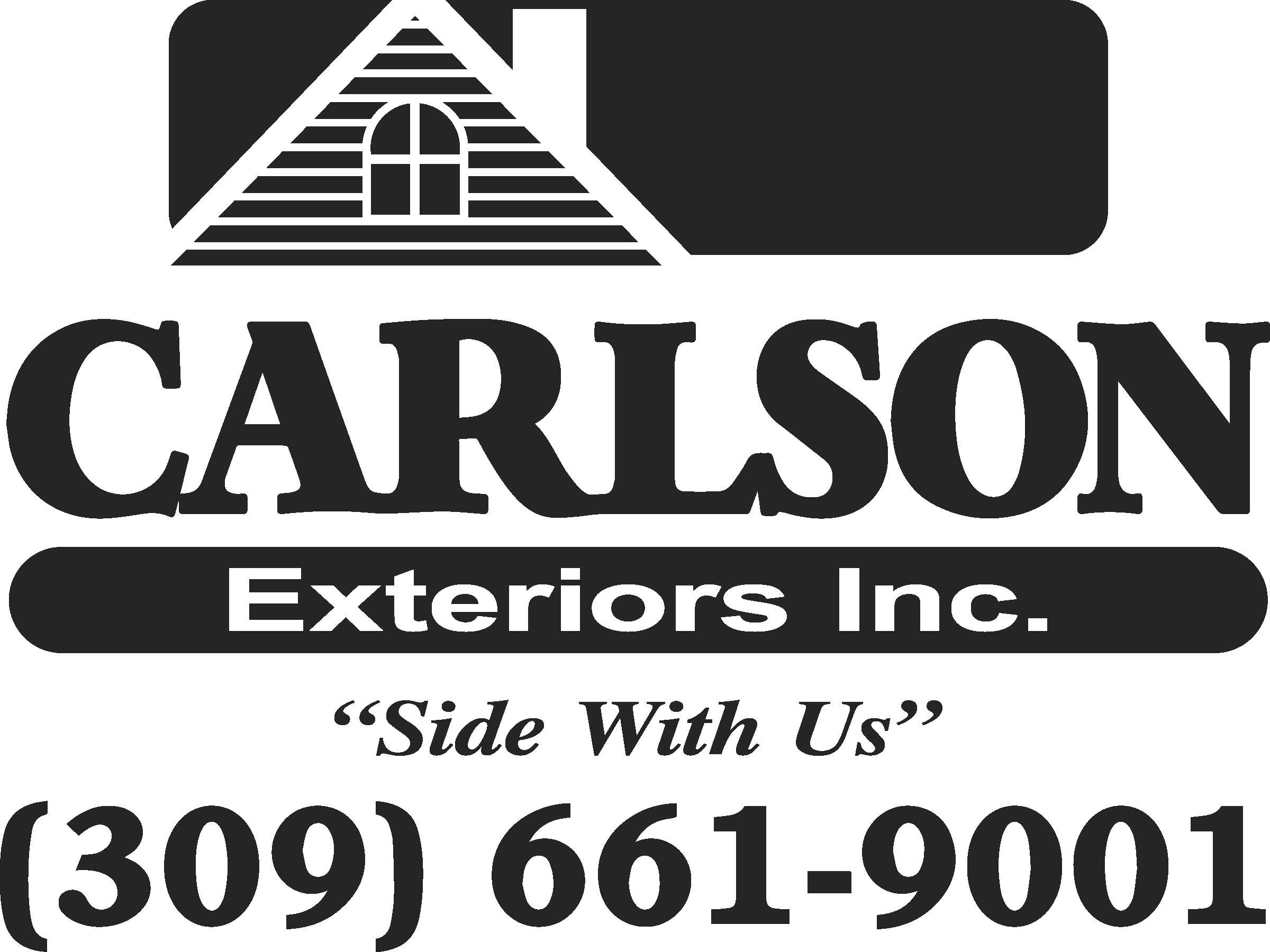 Carlson Exteriors Inc. Logo with the Phone number (309) 661-9001.