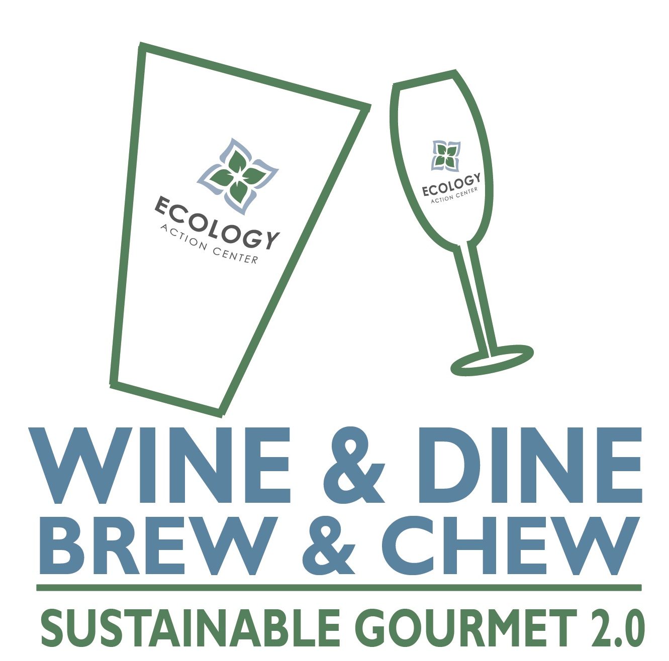 Advertisement for a Wine & Dine, Brew & Chew event as part of the Sustainable Gourmet 2.0 program.