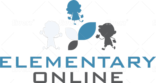 Elementary Online logo with three children and three leaves.