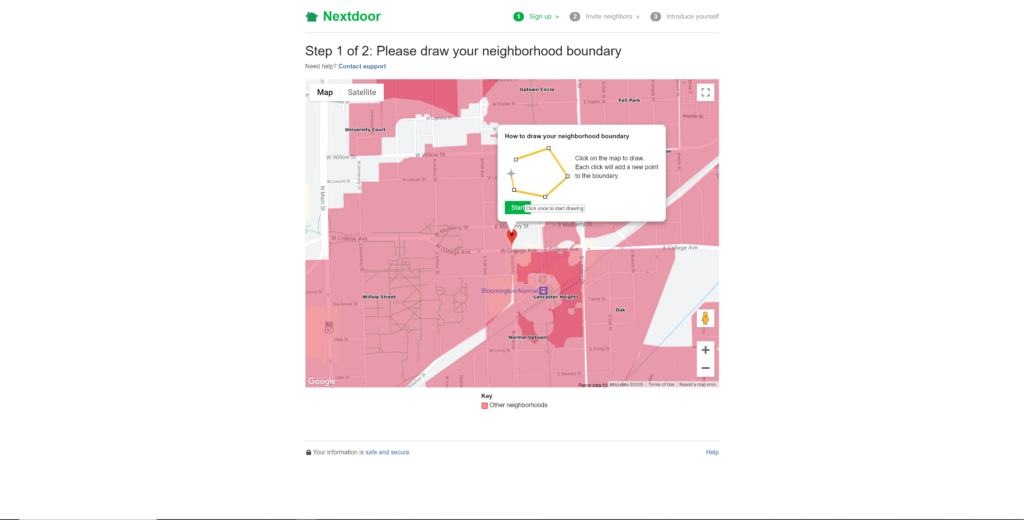 Screenshot of how to see other neighborhoods around you on Nextdoor