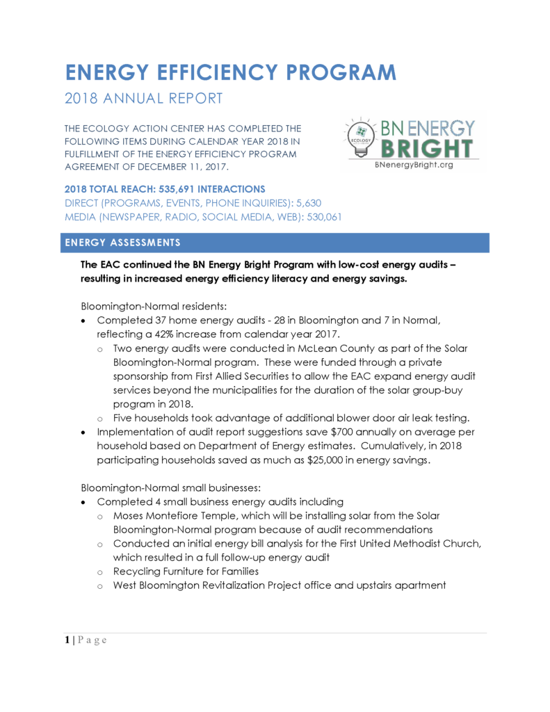 First page of the 2018 Annual Energy Report 