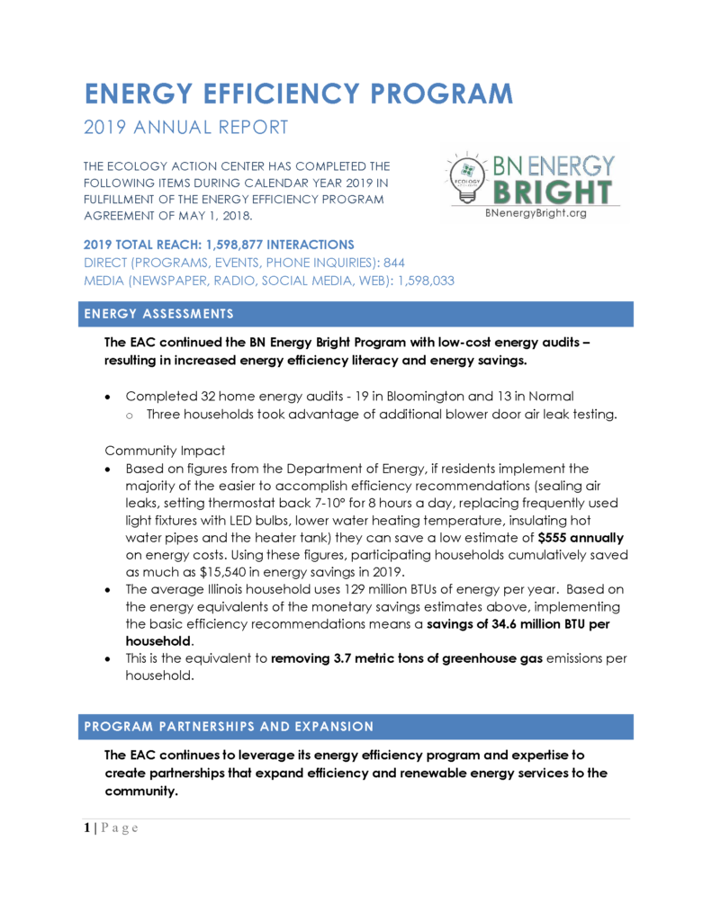 First page of the 2019 Annual Energy Report 