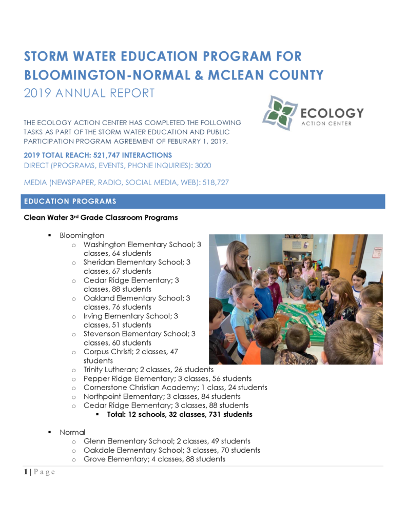 First page of the 2019 Annual Stormwater Report 