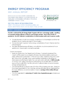 First page of the annual energy report for 2021