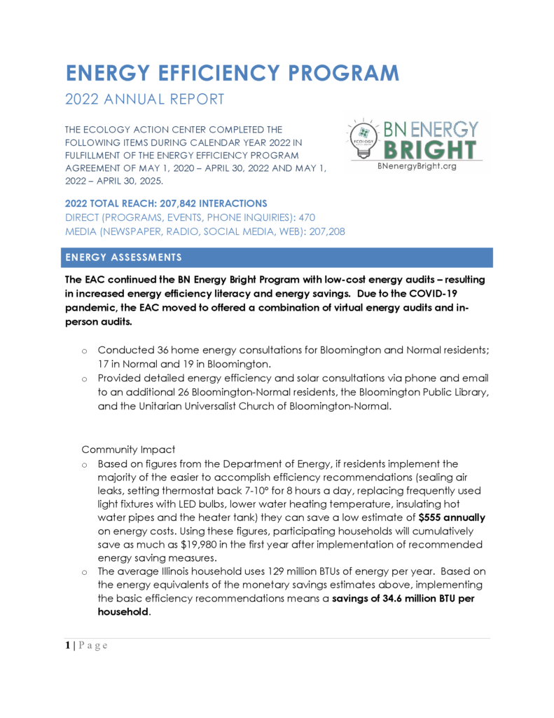 First page of the 2022 Annual Energy Report 