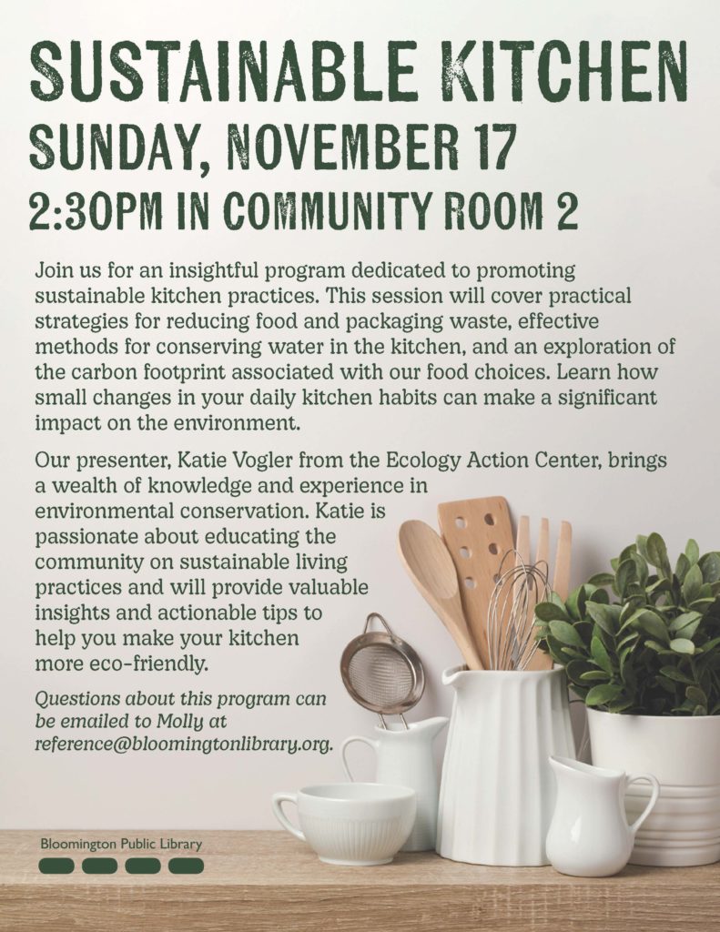 Sustainable Kitchen Flyer detailing information about the event. 