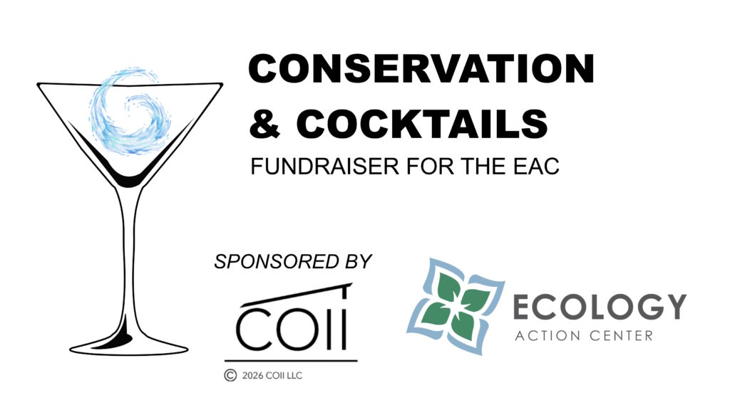 conservation and cocktails event banner - logos and cocktail glass. sponsored by COII